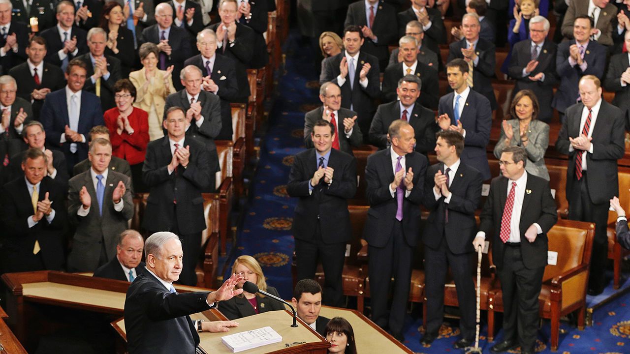 Israeli Prime Minister Benjamin Netanyahu speaks before a joint meeting of Congress on Capitol Hill in Washington in 2015