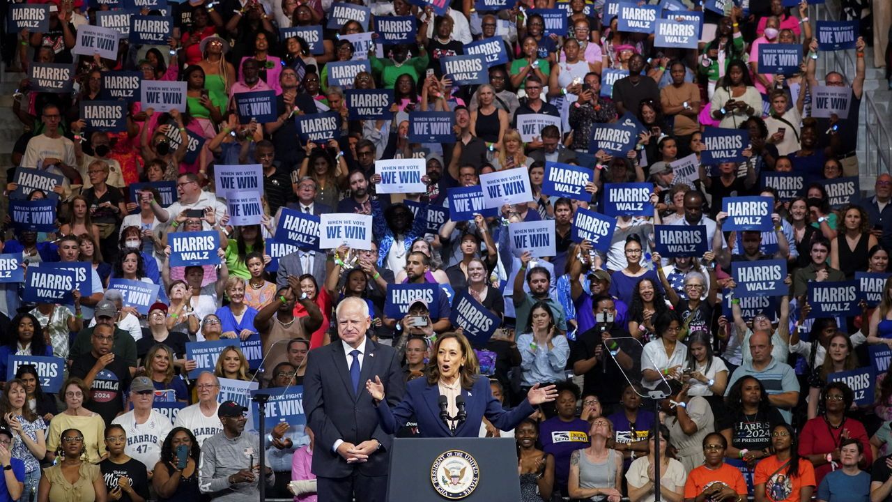 U.S. Vice President and Democratic presidential candidate Kamala Harris holds rally with vice president pick, in Philade